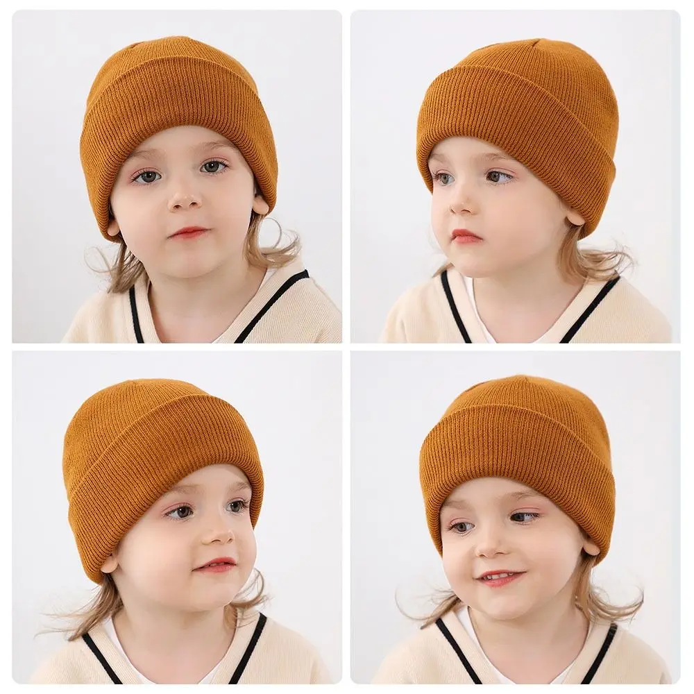 2-6 Years Kids Winter Hat Trendy Solid Soft Knit Warm Beanies Baby Beanie Hat for Boys Girls