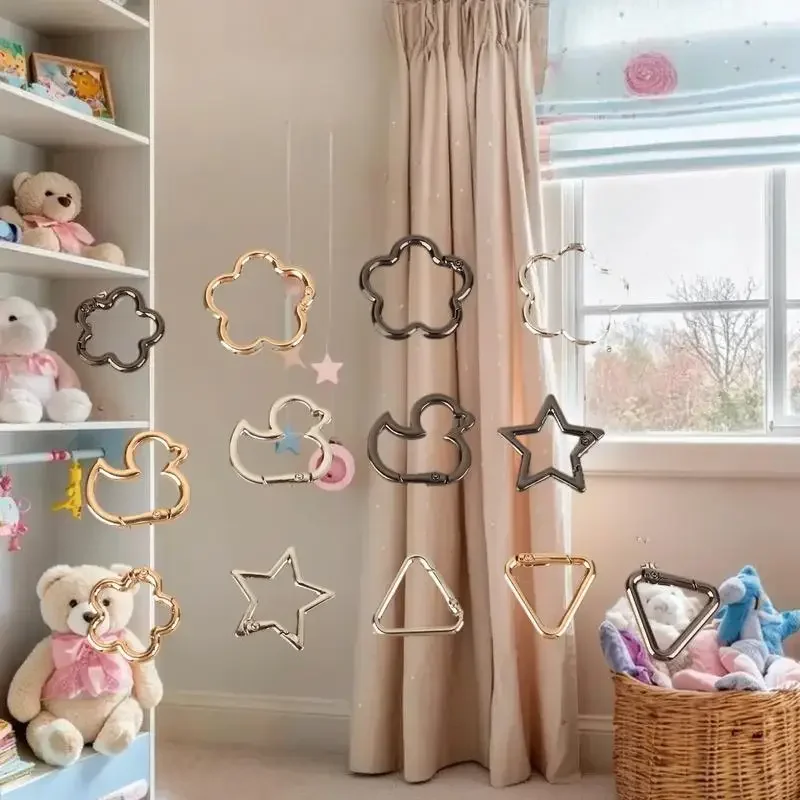 5Pcs Star Duck Flower Shape Spring Ring Open Buckle Carabiner Snap Clip For Leather Bag Handbag Belt Strap Connector