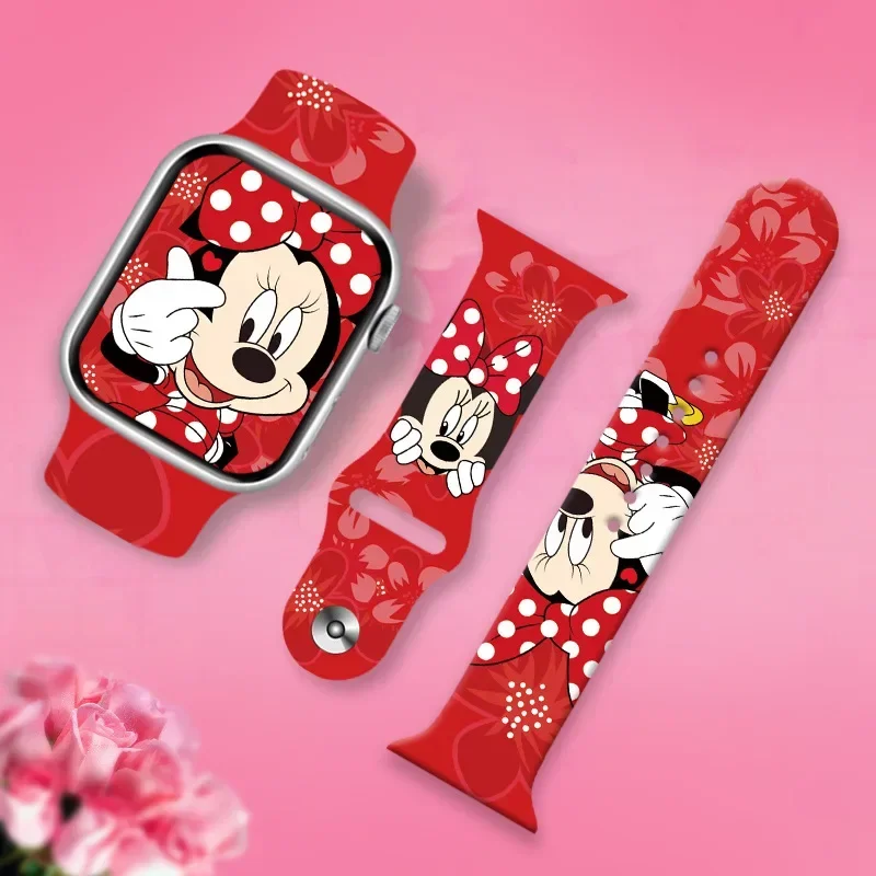 Disney Mickey Mouse for Apple Watch Ultra S8 Apple Replacement Strap Silicone Bracelet Wrist Bracelet Watchband Iwatch 38 40 41