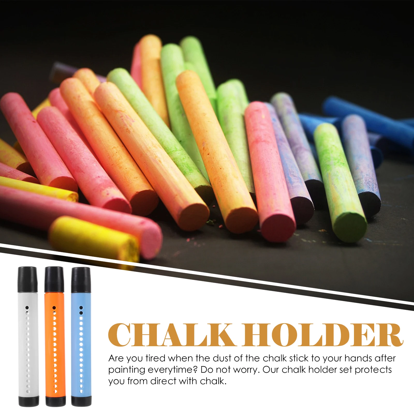 

6pcs Colorful Chalk Holder Adjustable Eco- Chalk Storage Holder for Teaching (Random Color)