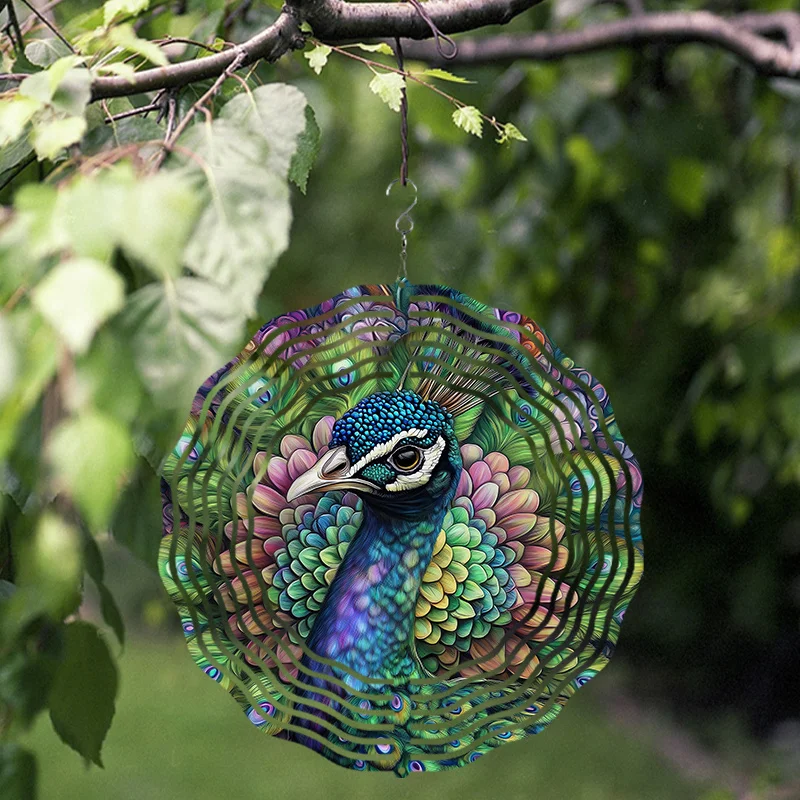 Double-Sided 3D Wind Spinner for Garden, Kinetic Metal Art for Patio Lawn