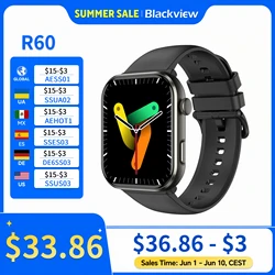 [World Premiere] Blackview R60 Smartwatch 1.96'' AMOLED Display 800mAh Bluetooth Phone Calls Health and Fitness Tracking Watch