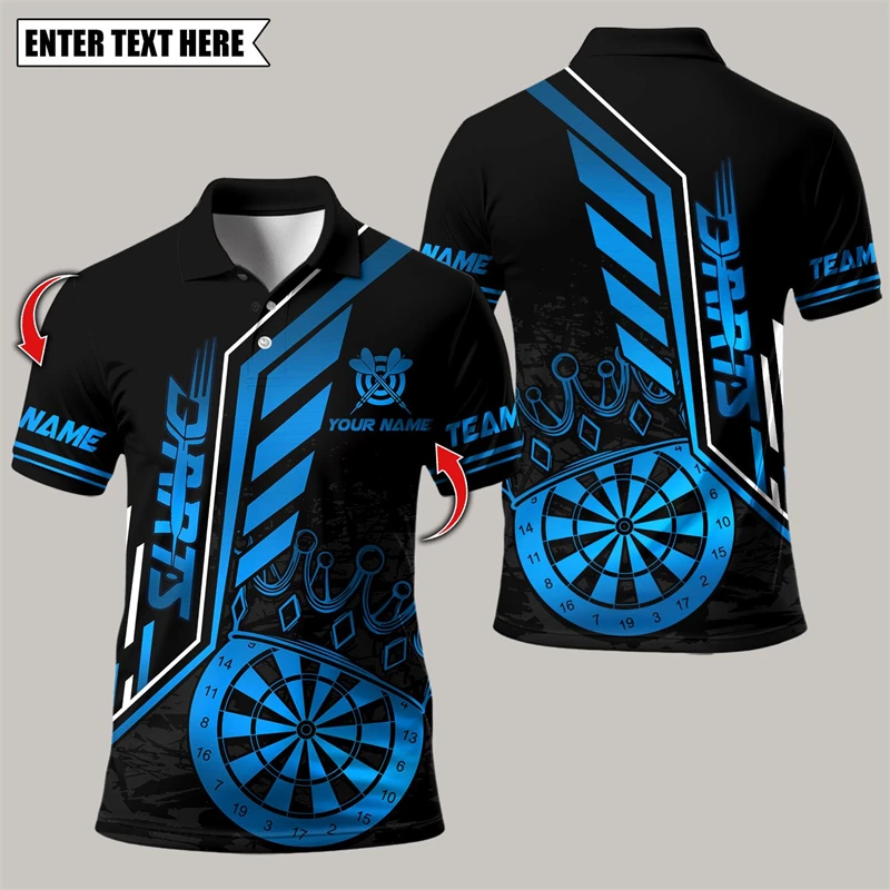 Fashion Dart Graphic Polo Shirts For Men Personalization Name Team Name Short Sleeve Polo Shirt Loose Breathable Sports Tops