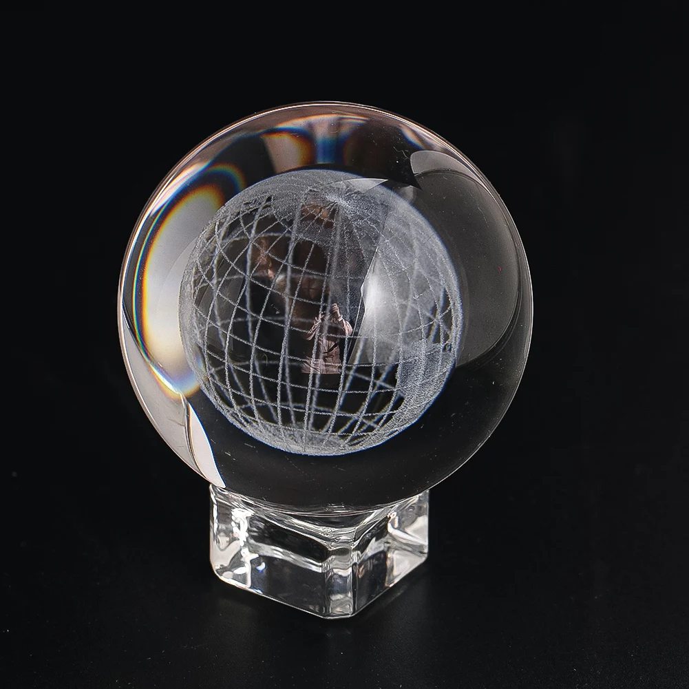 Transparent Earth Laser Engraved Crystal Ball Solar System Planets Earth Galaxy Glass Ball Astronomy Gifts Home Decoration