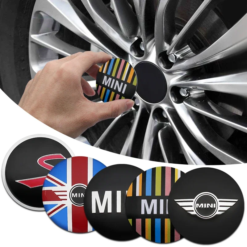 4PCS 56mm Car Styling Car Wheel Hub Center Cap Badge Stickers for MINI Cooper One S JCW Clubman R55 R56 F55 F56 R57 R58 R59 R60