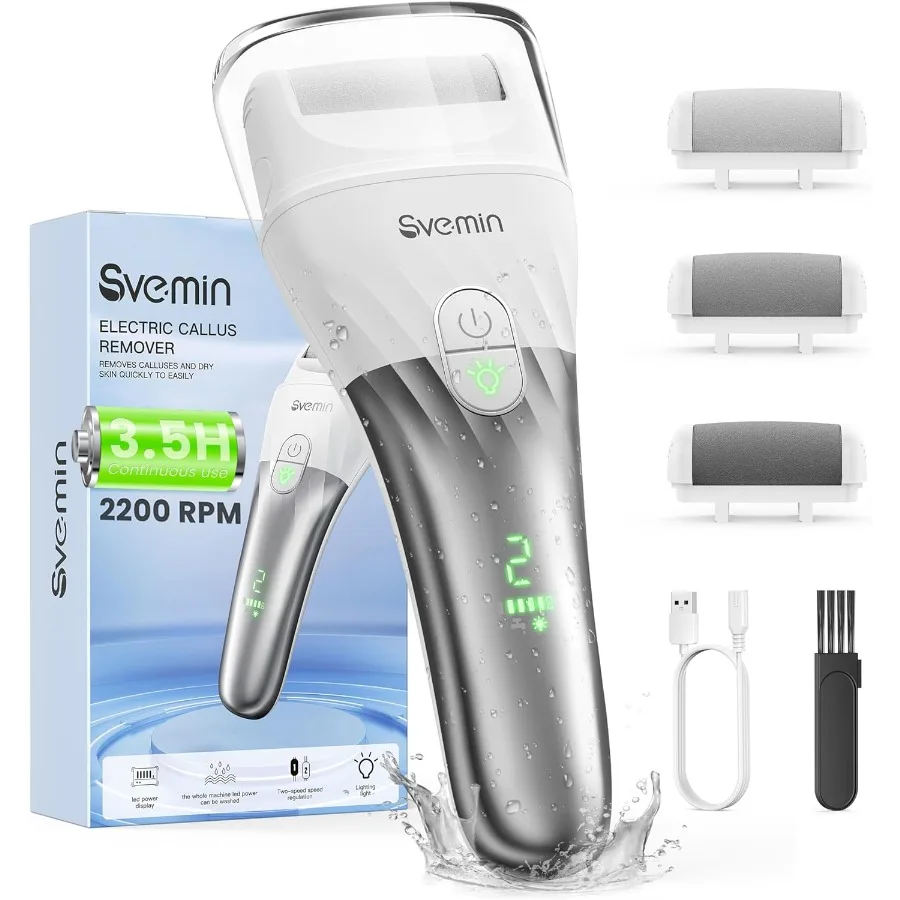 

Electric Callus Remover for Feet 2Speed Rechargeable Pedicure Kit with 3 Rollers IPX4 Waterproof Foot Scrubber Digital Display