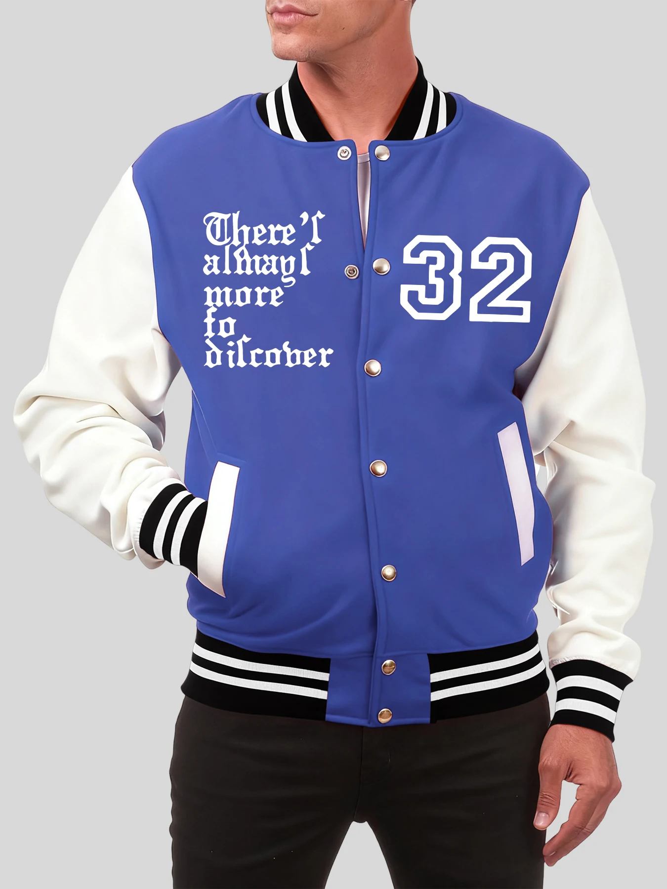

Artistic Letters And Numbers 32 Print Men Jackets Button Casual Baseball Uniform Cotton Loose Clothes Autumn Colorful Sportswear