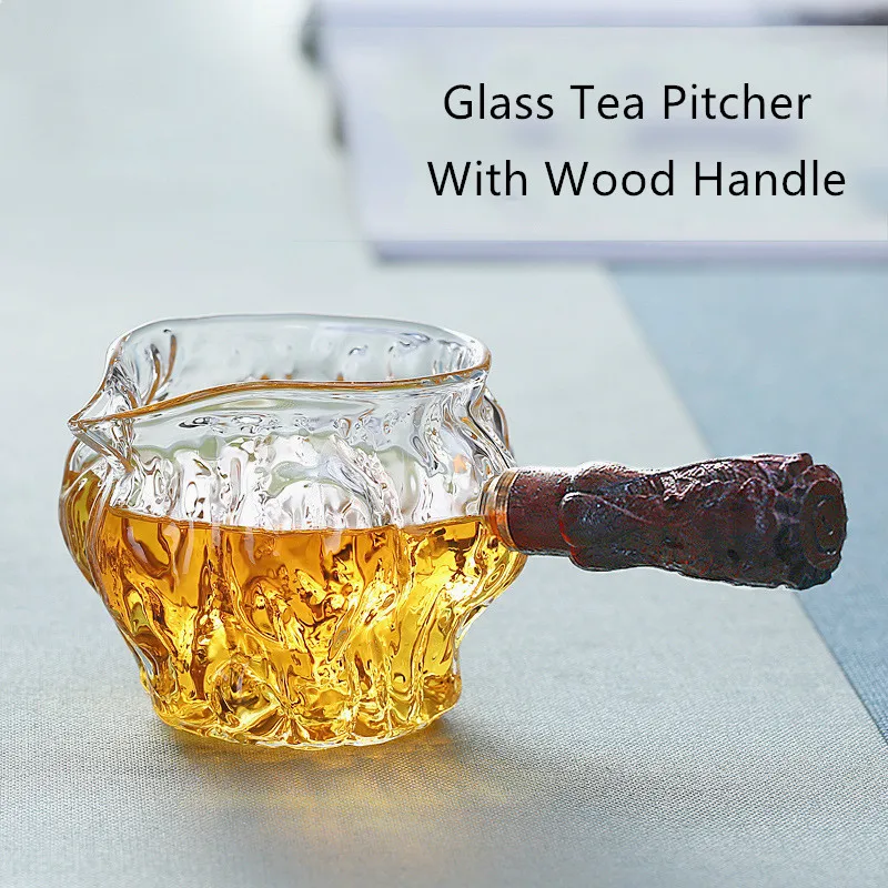 Side Handle Glass Tea Pitcher Chinese Tea Ware Tea Divider Chahai Heat-Resisting Borosilicate Glass Tea Cup Coffee Milk Pot