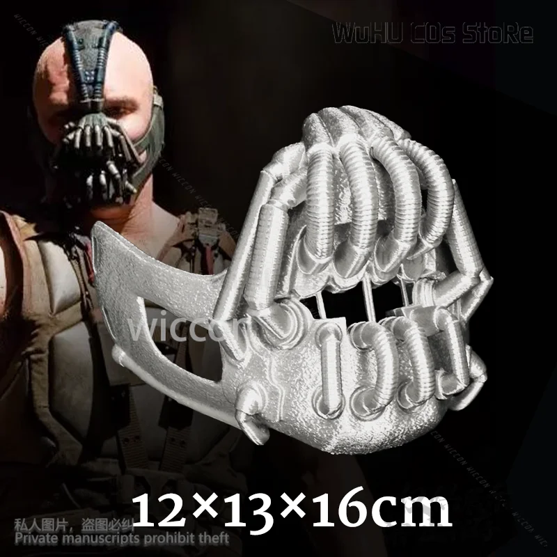 3D Polylactic Acid Dark Anime Movie Knight Cosplay Bane Silver Skull Mask Horror Halloween Christmas Party Man Cos Customized