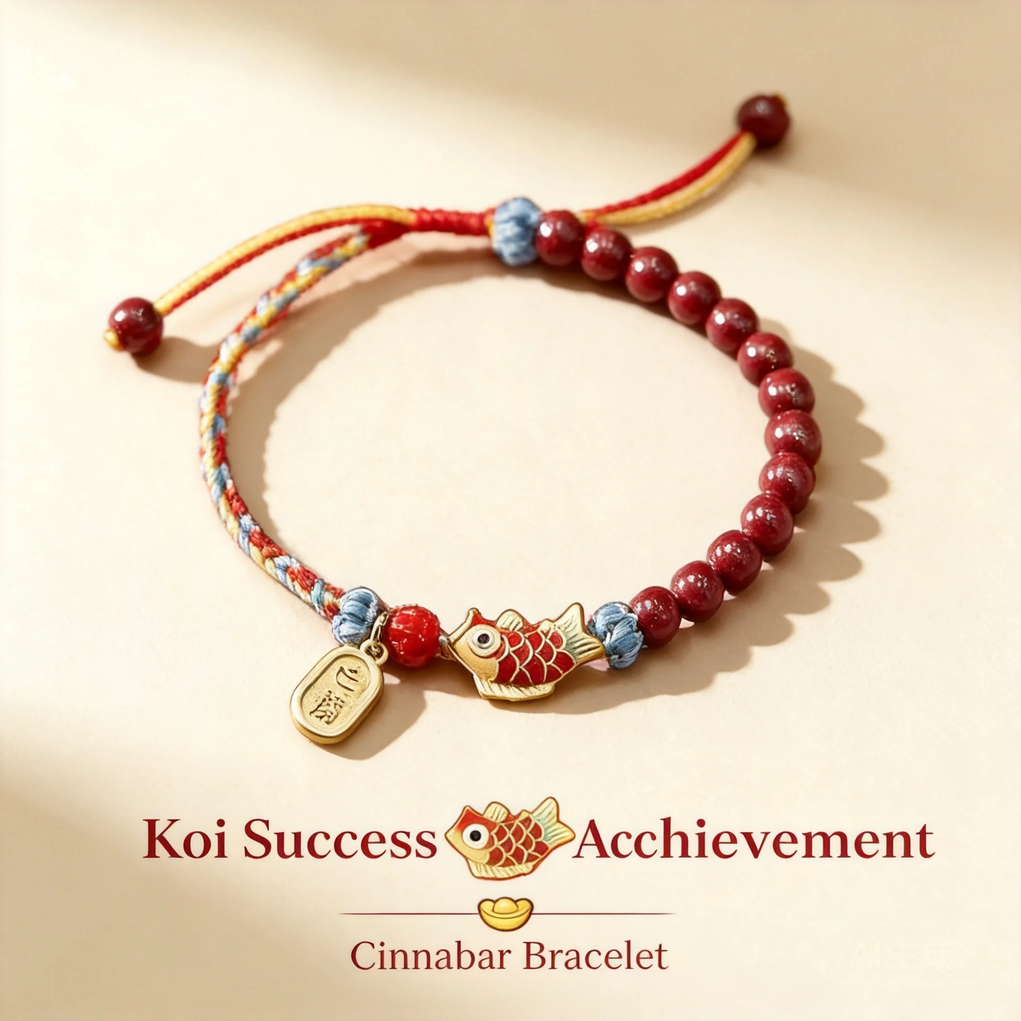 Chinese Style Cinnabar Koi Fish Braided Bracelet Lucky Blessing Fortune Exam Success Graduation Gift For Women Adjustable Auspic