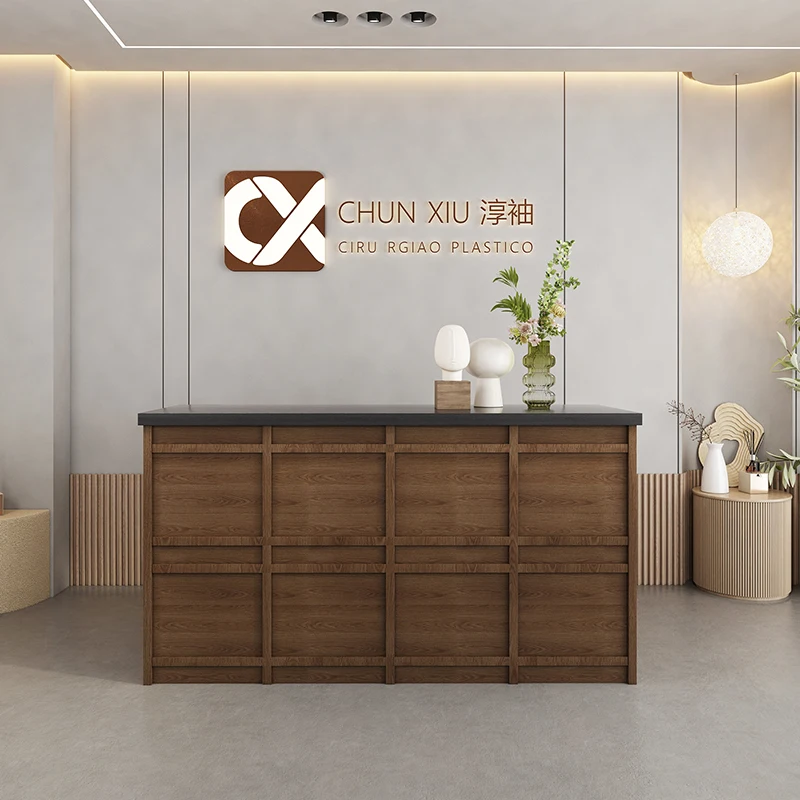 Salon Reception Desk Front Stand Desk Office Modern Barbershop Cabinet Bar Counter Customized Bureau Meuble Salon Furniture