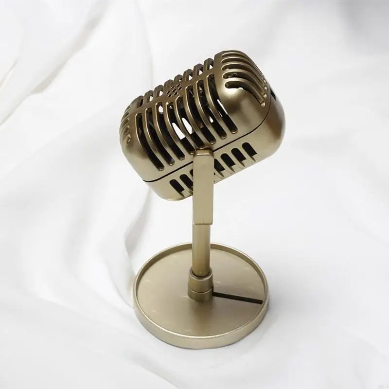 R66A Retro Styles Microphone Prop Fake Vintage Microphone Prop модель с подставкой, серебряными антикварными украшениями