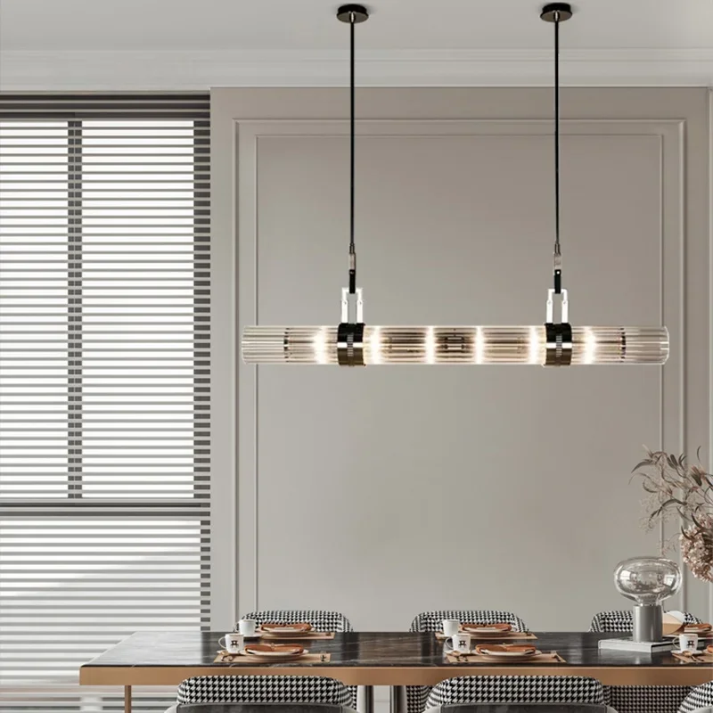 2025 Restaurant Pendant Lights 100cm 150cm 180cm 200cm Glass Lampshade Modern Led Hanging Light Dining Living Room Decor Pendant