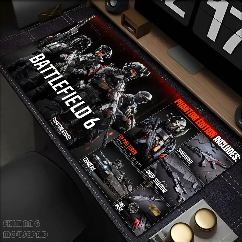 

New E-sports B-Battlefield 6 Mousepad HD Gaming Non-slip Rubber Mouse Keyboard Pad Large Game PC Accessories Lock Edge Desk Mat