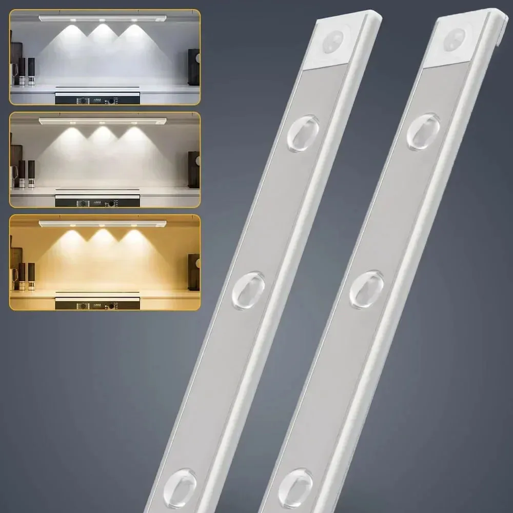 Night Light With Motion Sensor Rechargeable USB LED Strip Lights For Bedroom Bedside Table Kitchen Cabinet Lamp