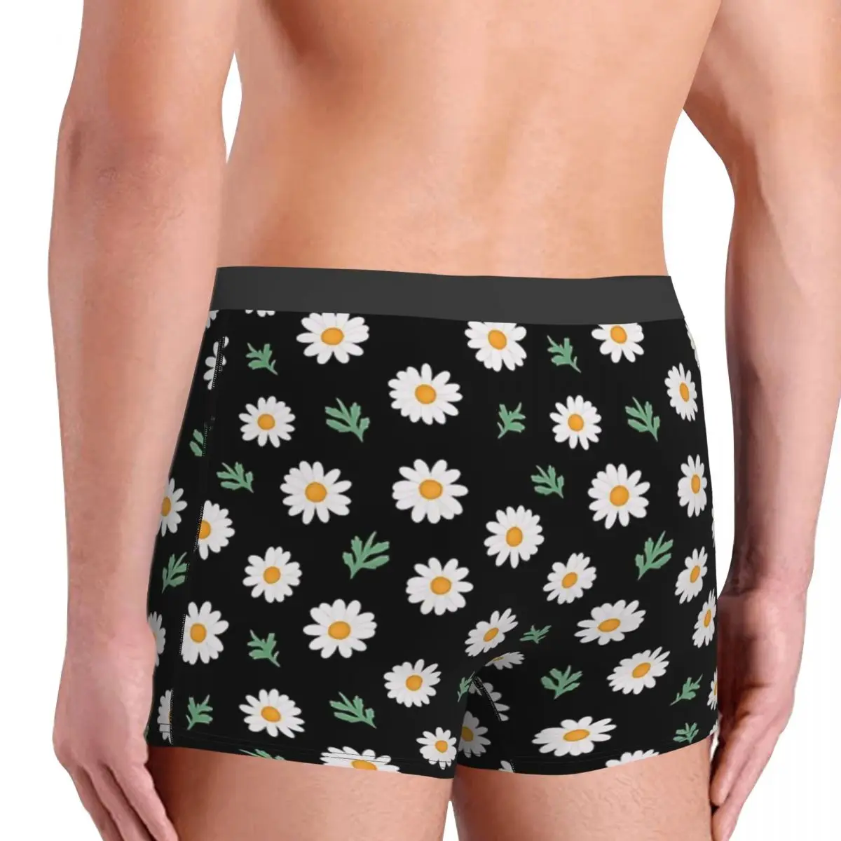 ボクサーパンツ ショーツ デイジー柄 黒パンティー メンズ ソフト下着 オム 男性 彼氏へのギフト