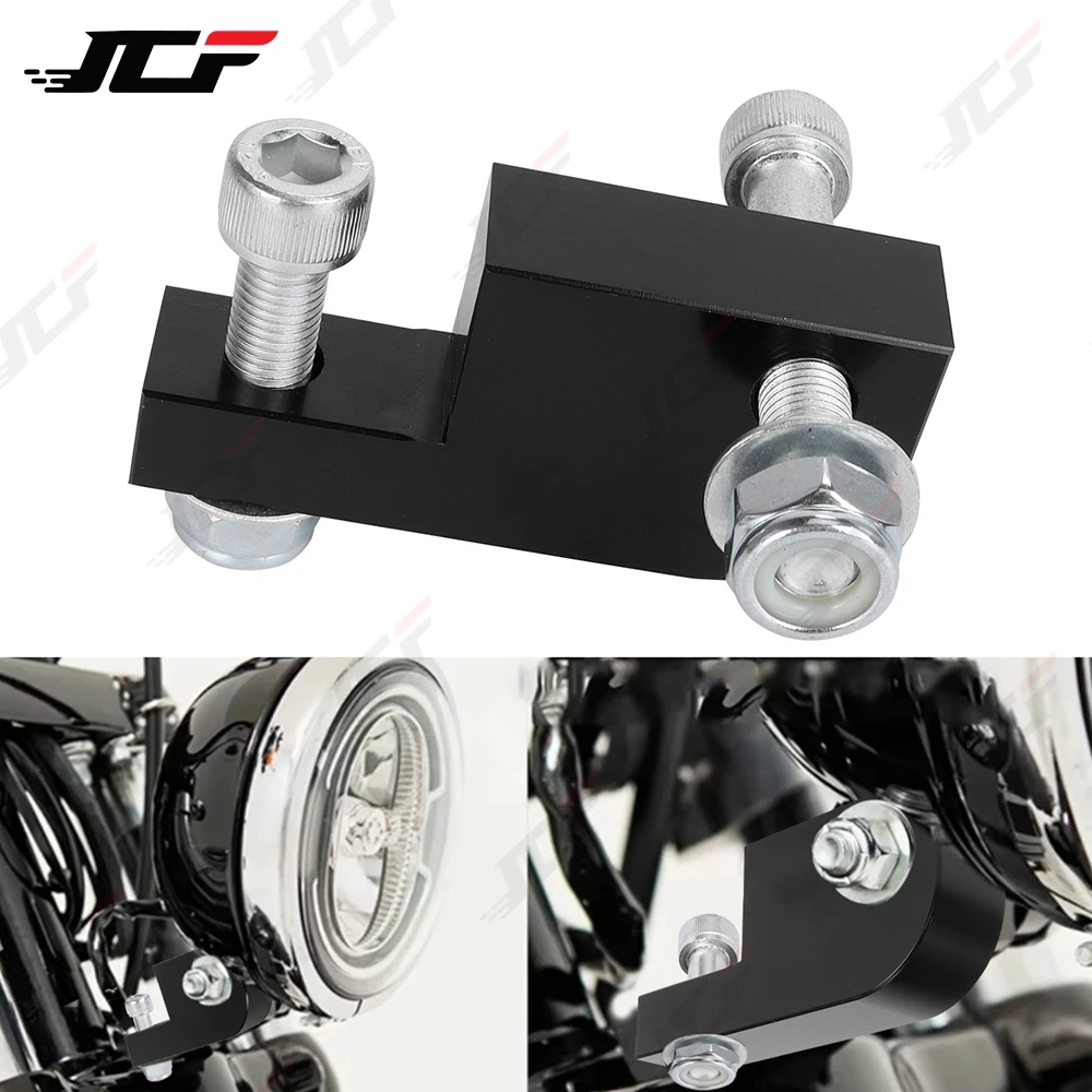 Motorcycle Black Headlight Extension Block Kit For Harley Dyna Super Glide FXDF FXDB 39-49mm Fork Headlamp Relocation Bracket