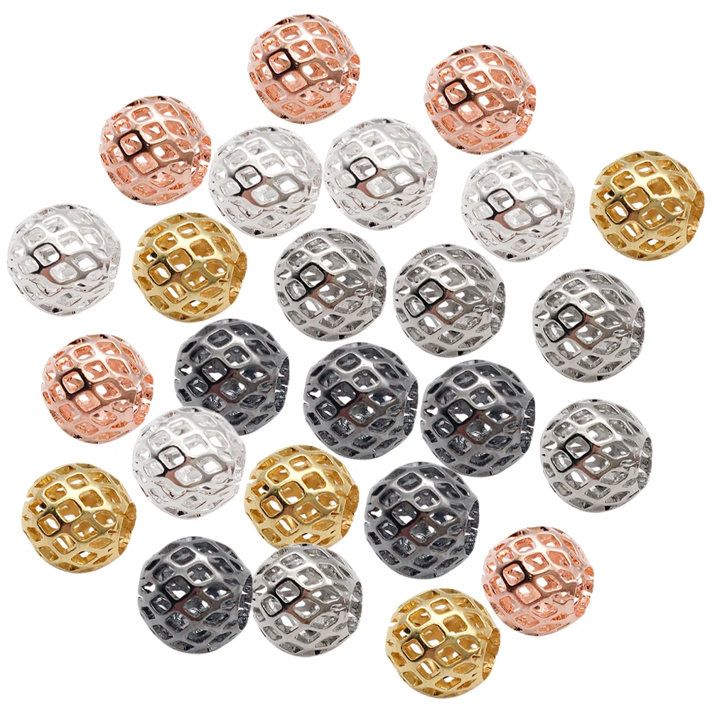 

25pcs Hollow Flower Ball Spacer Beads 8mm Hole 4mm Copper DIY Jewelry Necklace Bracelet Making Kits Gifts Accessories
