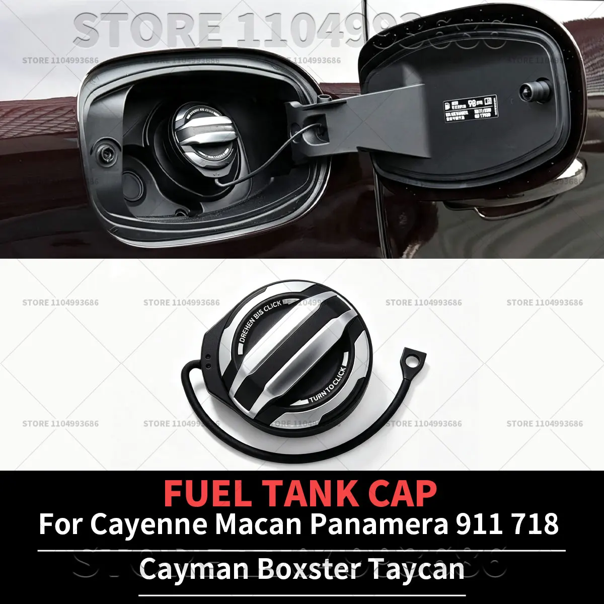 Image of Für Porsche Cayenne Macan Panamera 911 718 Cayman Boxster Taycan Kompatibler Tankdeckel Ölbehälterabdeckung OEM 971044261 971044251