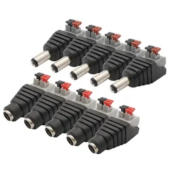 5/20/100PCS DC Male DC Female Connector 2.1*5.5mm DC Power Jack Adapter Plug Connector For CCTV Camera Single Color Led Strip