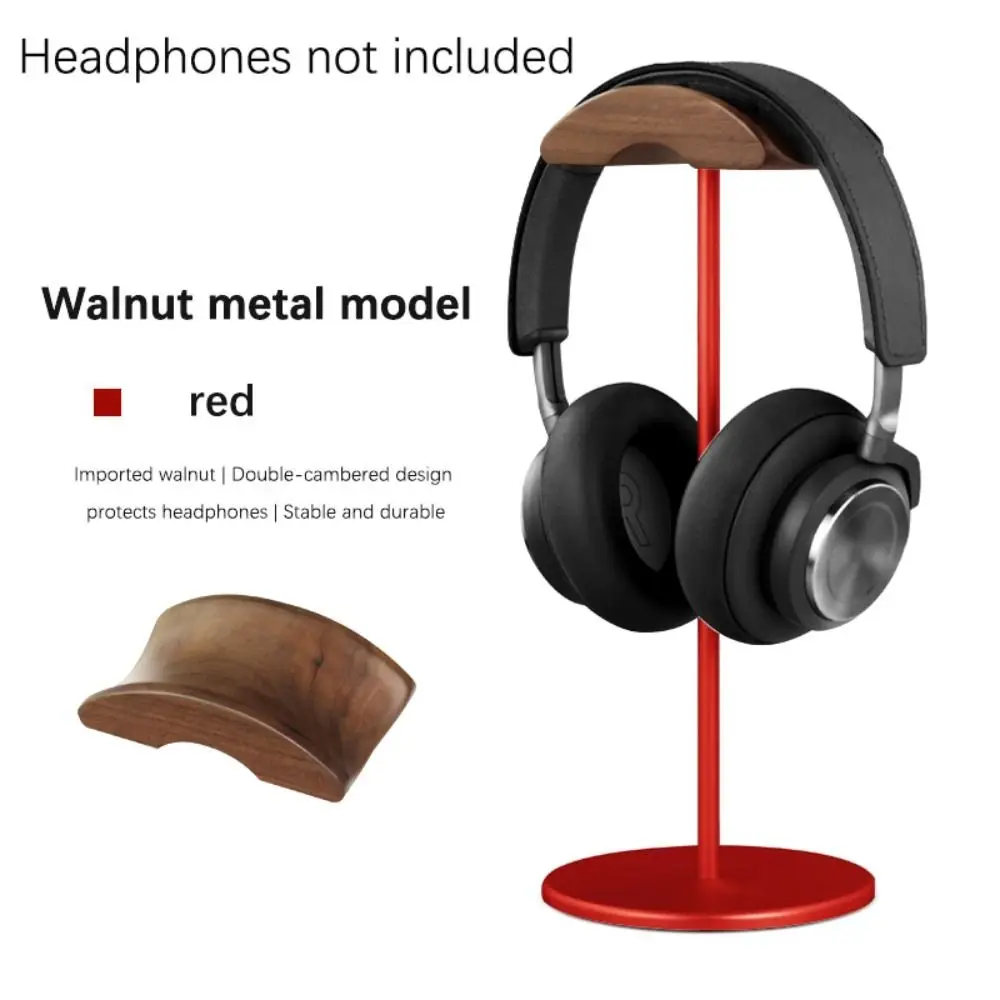 Walnut Wood Headphone Holder Solid Metal Base Table Desk Display Gaming Headset Holder Aluminum Alloy High Quality