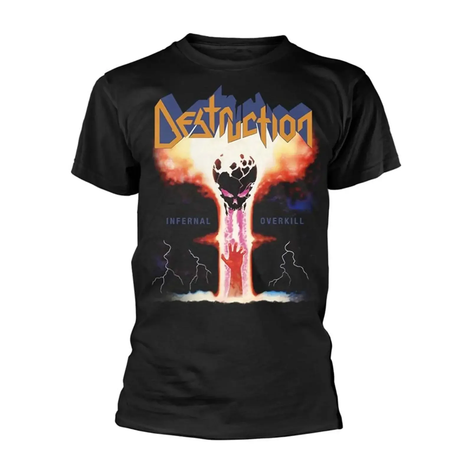 Destruction T Shirt Infernal Overkill Band Logo Official Mens Black vintage Washed fashion Slightly Comfortable Casual