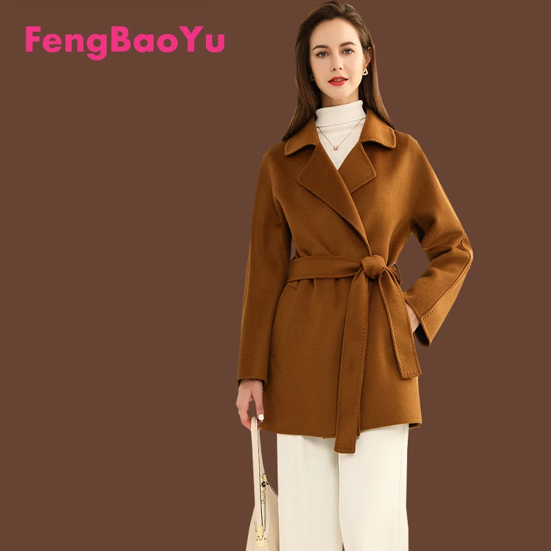

High-end Double-sided Water Ripple Cashmere Women's Coat Urban Fashion Youth Casual Temperament Coat Light Luxury Women's Wear