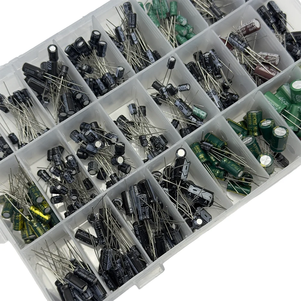 500PCS Electrolytic Capacitor Mixed DIP Electrolyte Capacitors 10V 16V 25V 50V Electronic Kit 0.1uF-1000uf 24Values elektronika