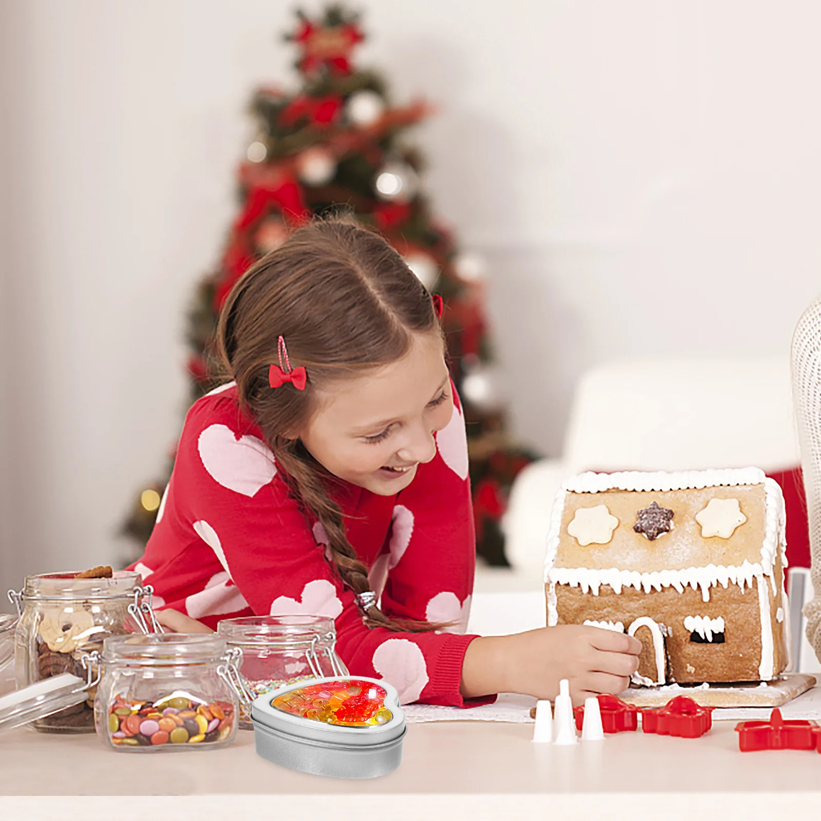 

10pcs Heart Shape Metal Tins 3.5X3.1X1.4In Empty Containers For Diy Candles Candy Jewelry Storage Tinplate Boxes With