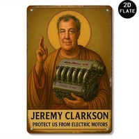 1pc Vintage Jeremy Clarkson Racing Car Metal Poster - Heavy-Duty Garage Decor with Top Gear Inspired Design