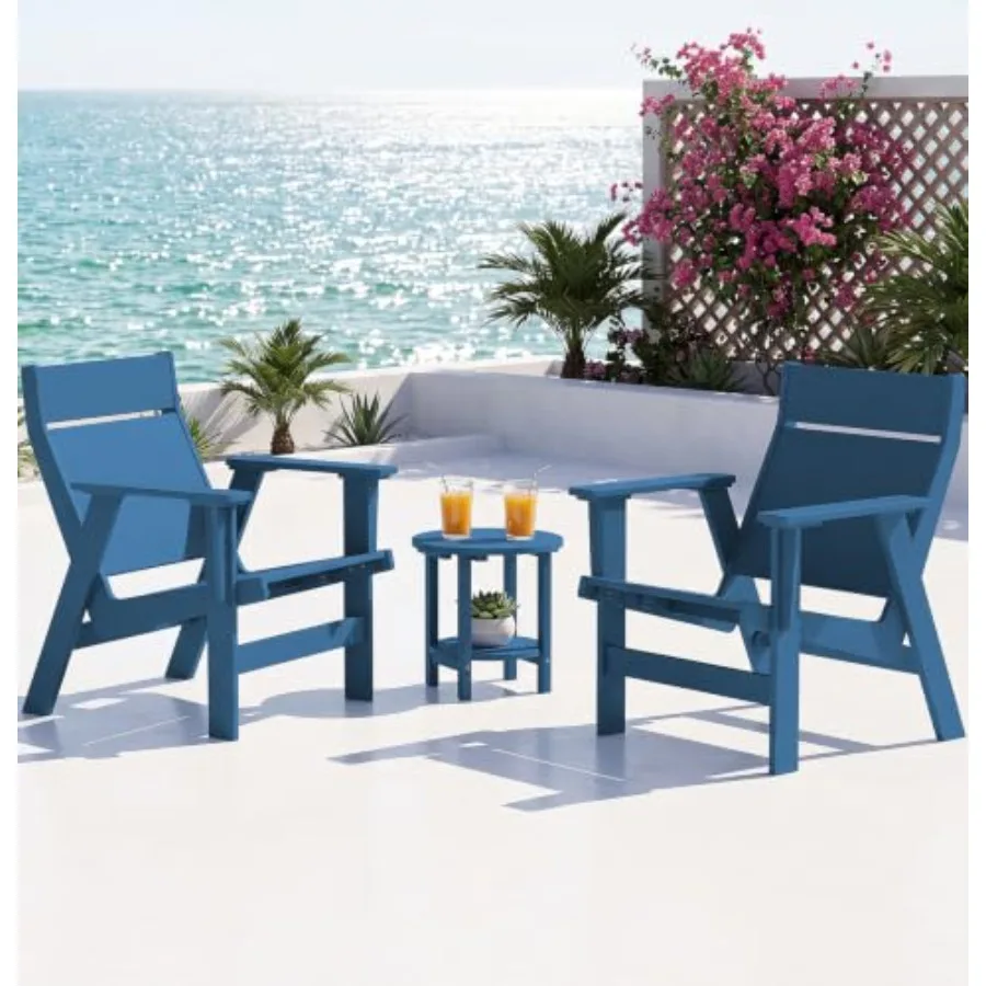Modern Adirondack Chair for outdoor use, polywood material, slate gray color, weather-resistant and ergonomic design