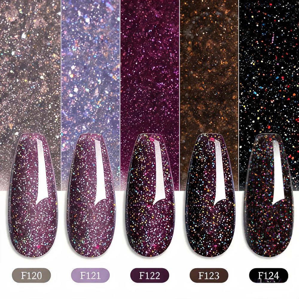 LILYCUTE 7ml Glitter Nail Gel Polish Broken Straight Series Glitter Silver Gel Nail Polish Semi-permanent Varnish Soak