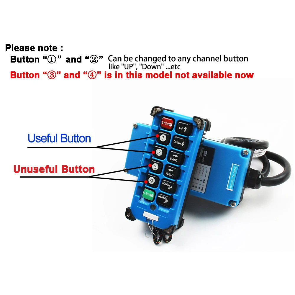 F21-E2B-8 industrial remote controller switches 8 Channels key Direction button Hoist Crane Truck Radio Remote Control System24V