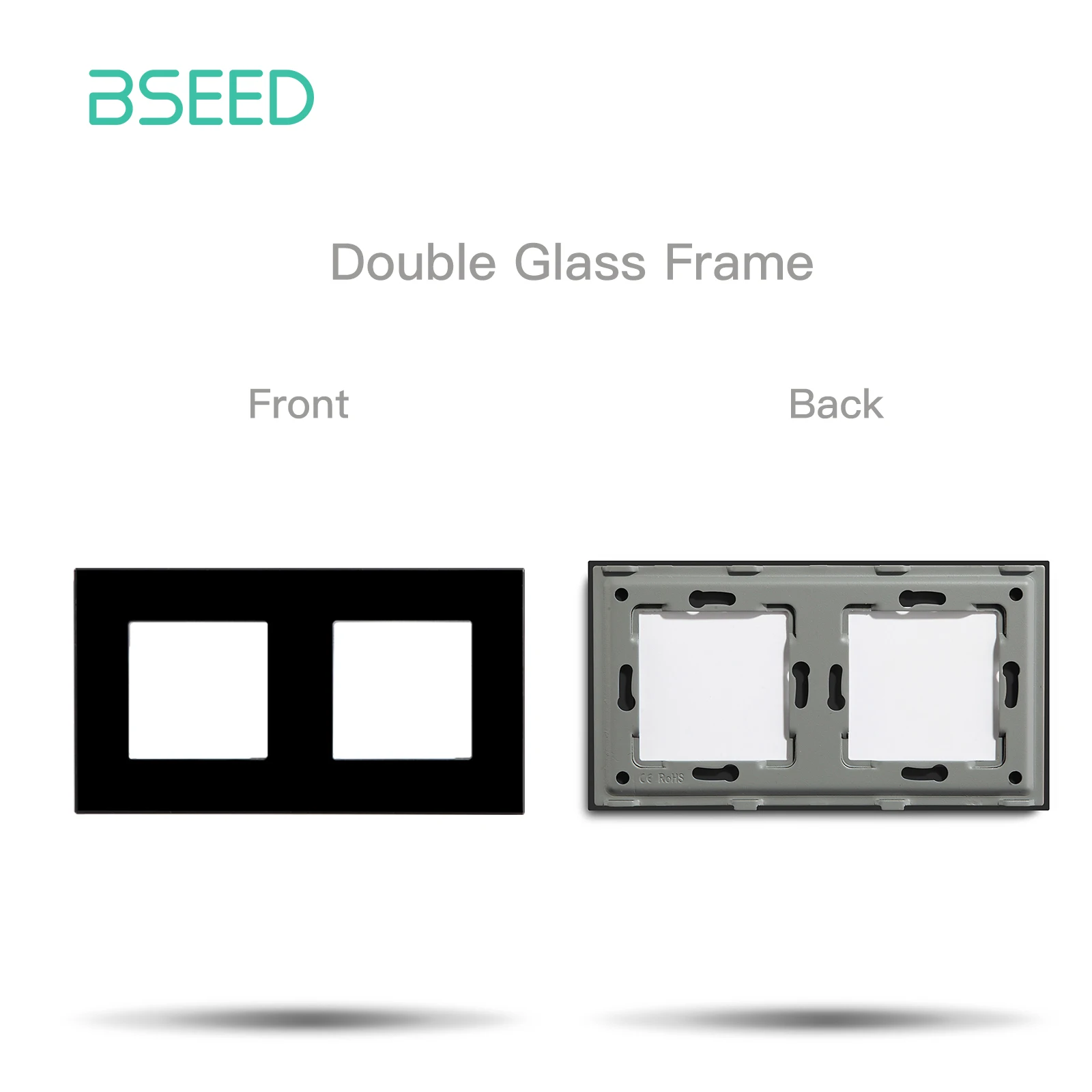 BSEED Glasrahmen-Panel, einzelne Doppelrahmen, Wandsteckdose, Teil, dreifach, vier Rahmen, DIY-Teil mit Metallrahmen, USB-TYPE-C-Buchse