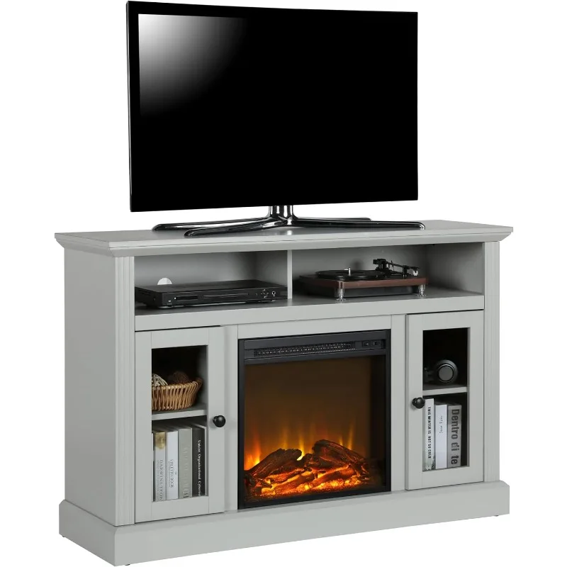 Ameriwood Home Chicago Electric Fireplace TV Console for TVs up to a 50", Dove Gray