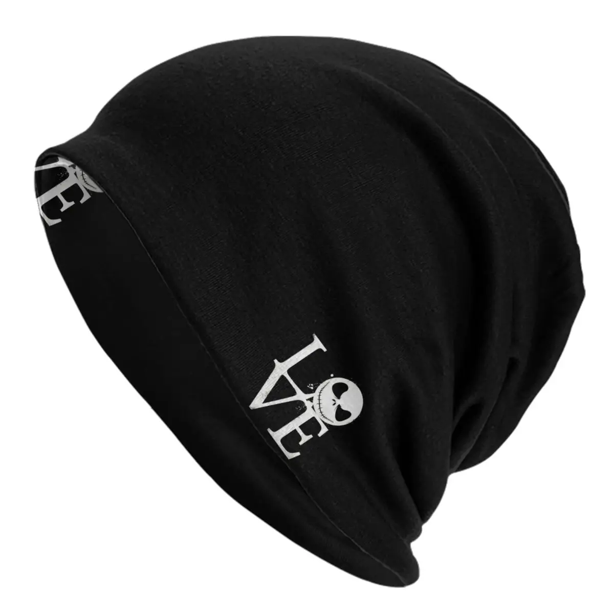 

Custom Jack Skellington LOVE Skullies Beanies Caps Unisex Winter Warm Knit Hat Women Men Adult Bonnet Hats Outdoor Ski Cap