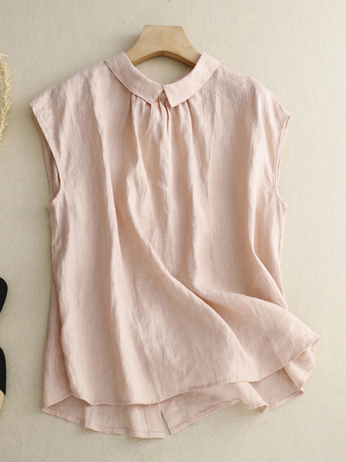 

Художественная однотонная двусторонняя одежда из хлопка и льна Svel irt, женский модный воротник большого размера, тонкий универсальный L...