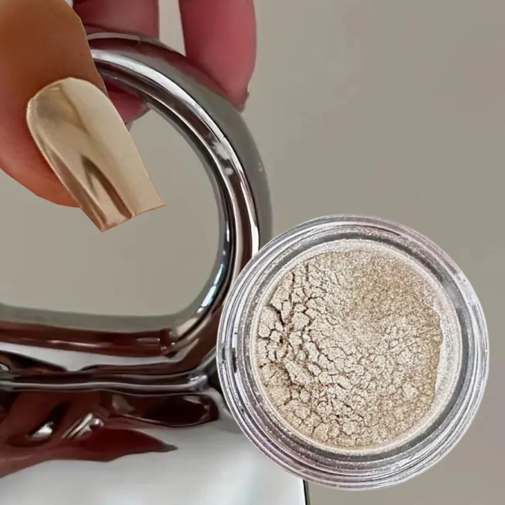 3 pçs/set luar pérola unhas glitter poeira cromo aurora branco prata ouro esfregando em pó escudo espelho pigmento suprimentos de unhas