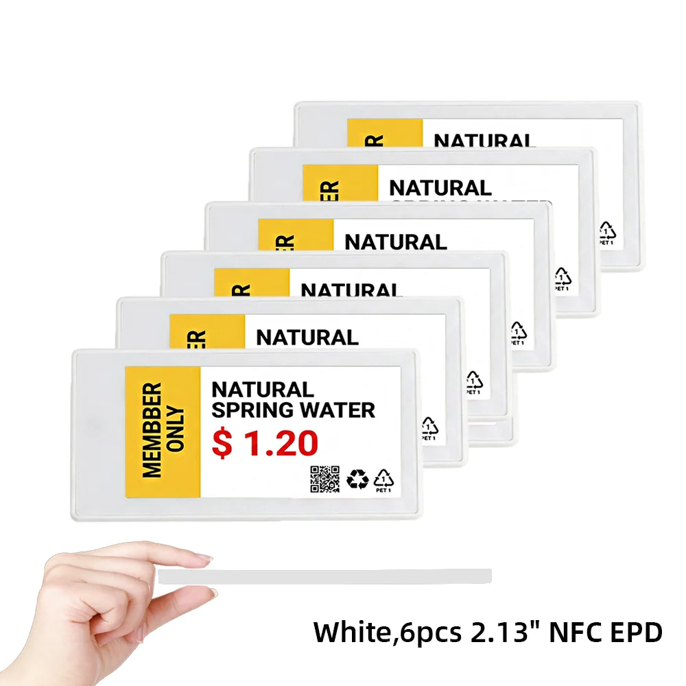 ホワイトシェル-213-インチ電子棚ラベル-34mm-nfc-電子ペーパー-4-色-bwry-ショップ用