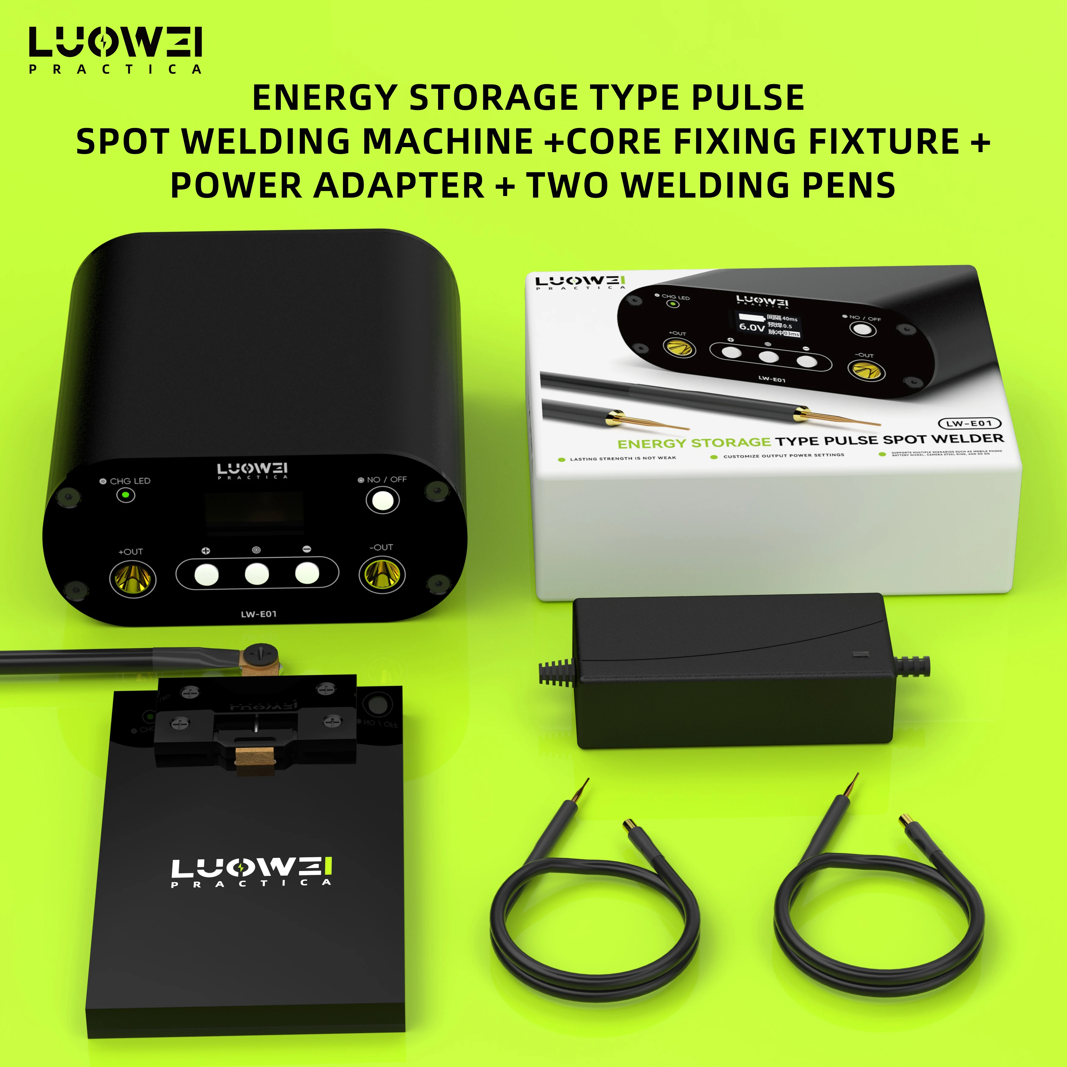 LUOWEI LW-E01 Energy Storage Pulse Spot Welding Machine Support 2 Pen Work For Mobile Phone Battery Nickel Camera Steel Ring