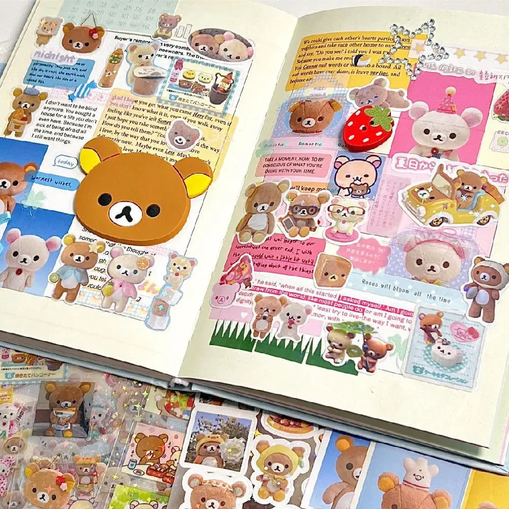 Rilakkuma art paper Flash film Cutting film Stickers Paper ID Photo Stickers Water cup trunk decorate Hand account diy decorate