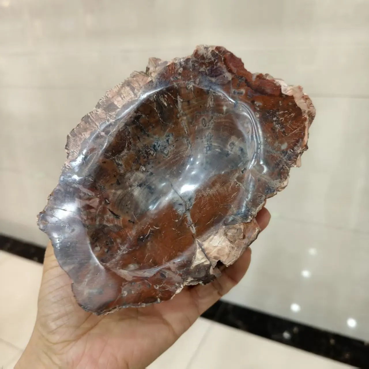 Natural Wood Stone, Ashtray, Quartz Crystal Wood Stone Carved Ashtray, Mineral Healing