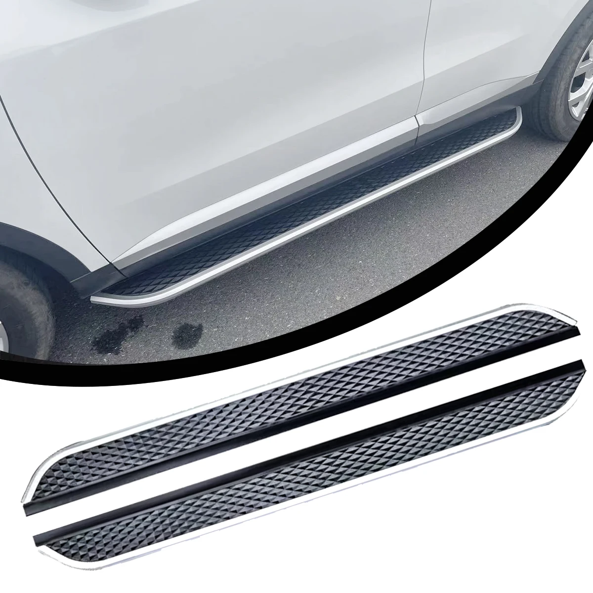 2pcs Side Step Fit for Lincoln MKC 2015-2019 Running Board Nerf Bar Aluminium Pedal (with Brackets)