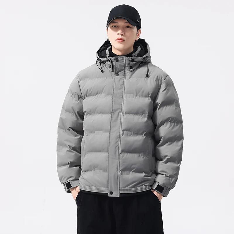 

Новое зимнее мужское повседневное теплое утолщенное защитное ветрозащитное пальто, модная простая и съемная куртка с капюшоном, однотонный топ