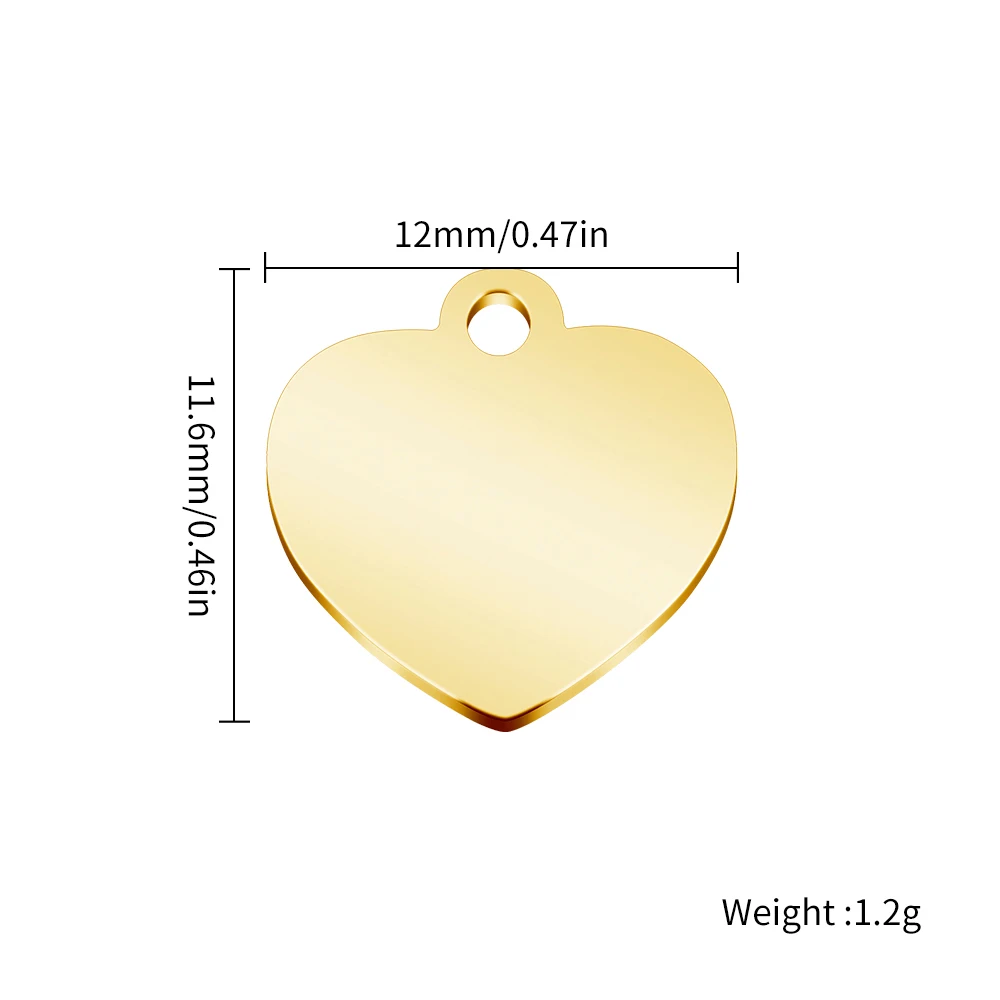 20pcs/Lot Stainless Steel Custom Logo Heart Tags High Polished Personalized Heart Logo Charms Diy Jewelry Heart Pendant
