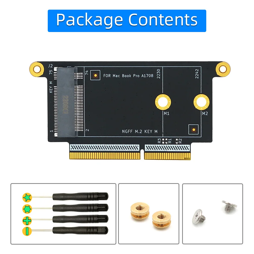 NGFF M.2 NVMe Key M 2230/2242 Type Adapter for Macbook A1708 Model