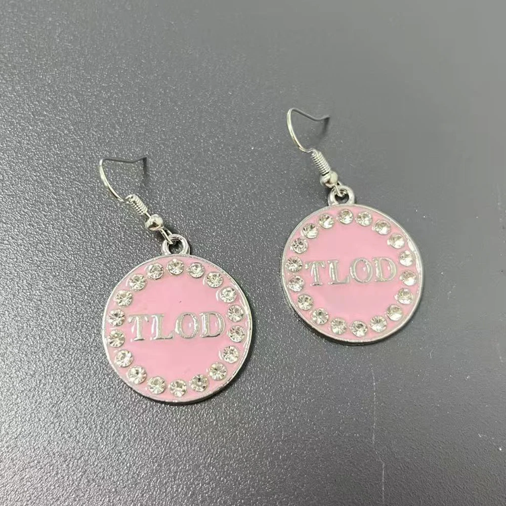 Pink Earrings With TLOD Letter Organization