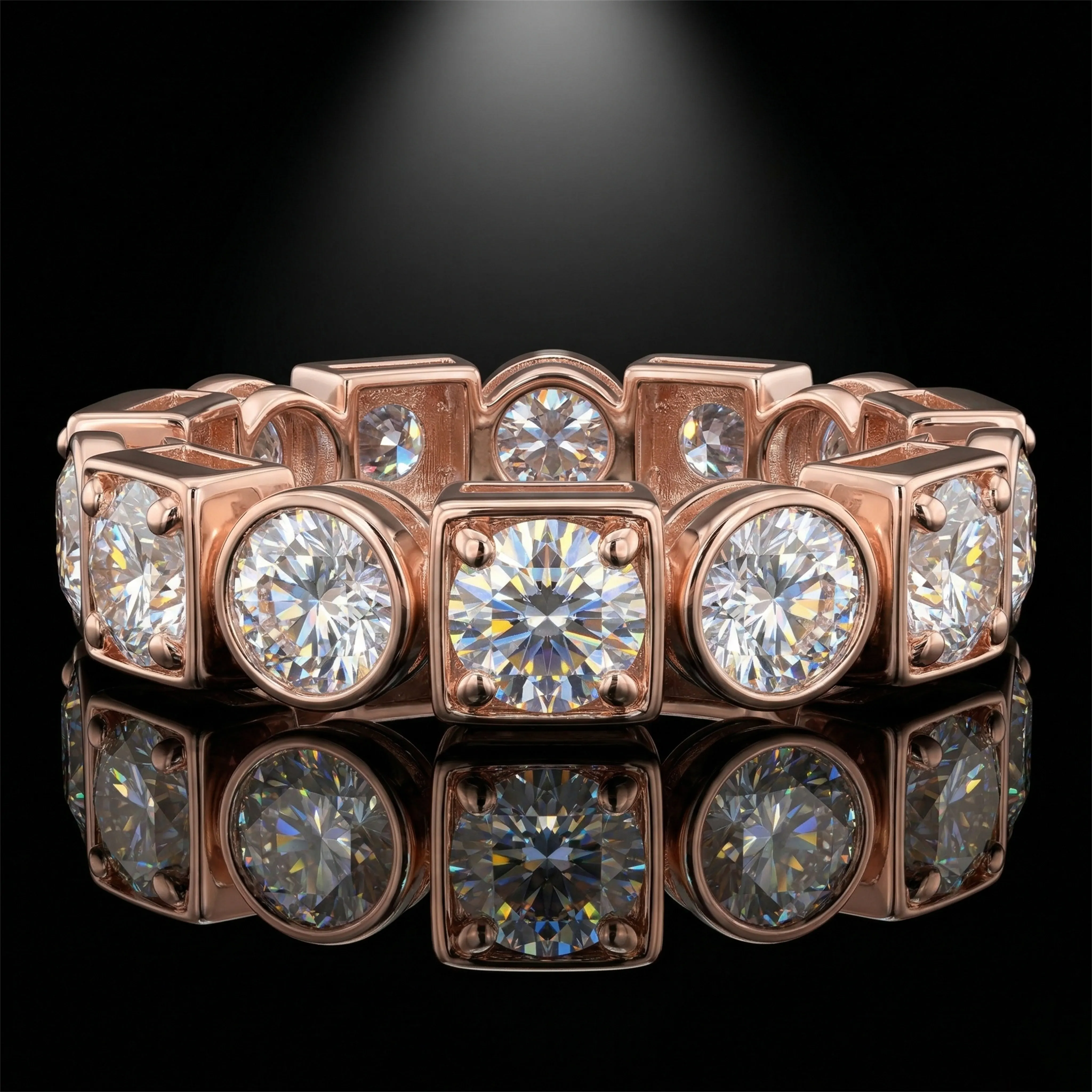

Full Pave White Moissanite Ring, 925 Silver, D Color VVS1, 3ct Square Round Mix, Daily Stackable Women's, Pass Diamond Tester