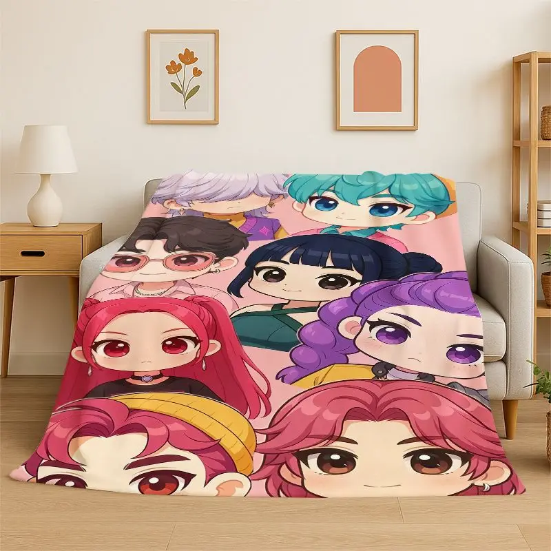 KPop Demon Hunters Saja Boys Cartoon Soft Flannel Throw Blanket,Warm Cozy Blanket for Bed,Couch,Sofa,Bedroom,Living Room,Travel