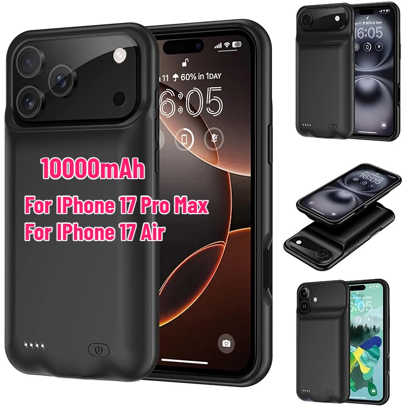 

Battery Charger Case 10000mAh for IPhone 17 Pro Max Battery Pack Powerbank External Charging Cover for IPhone 17 Air
